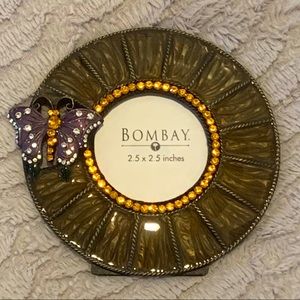 NEW Vintage The Bombay Company Round Enameled Butterfly Frame NWT